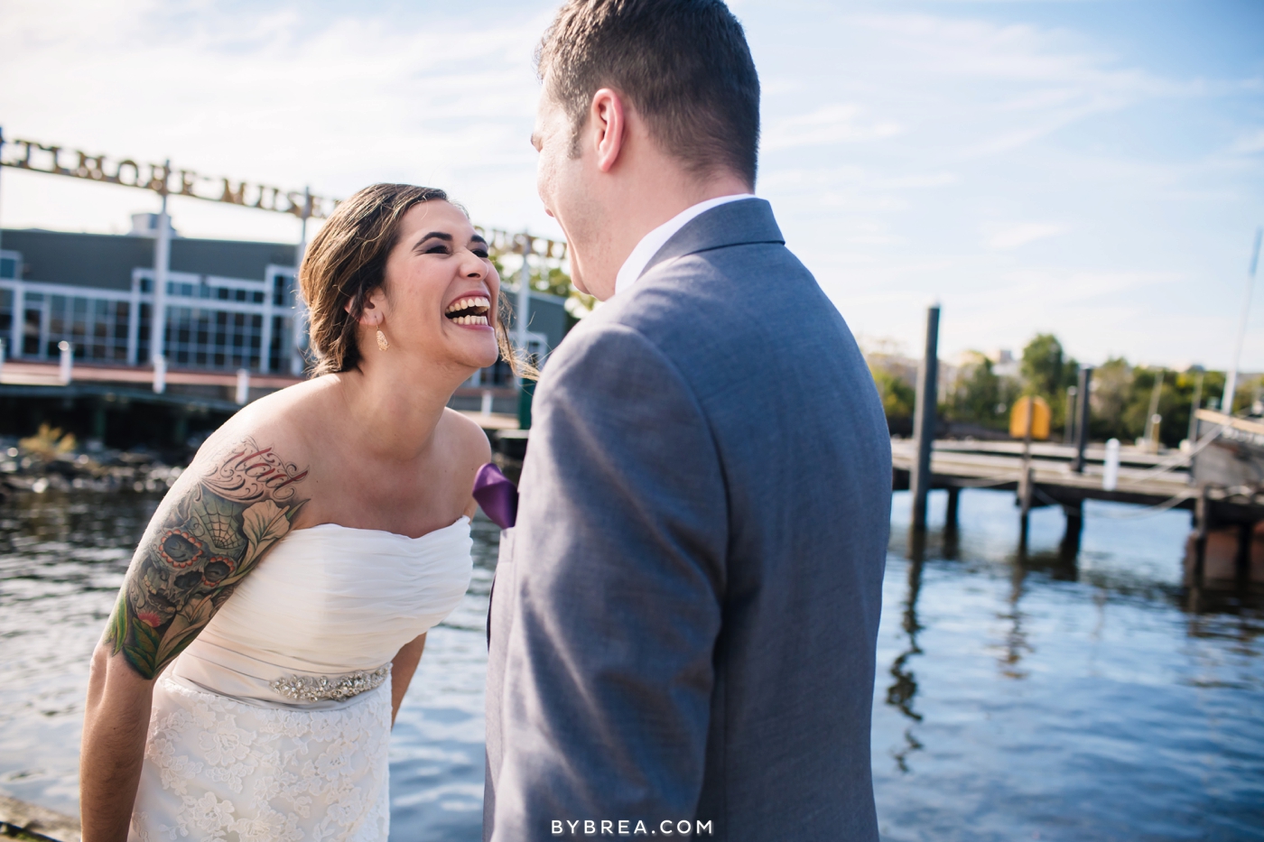 Baltimore Museum of Industry wedding photo first look