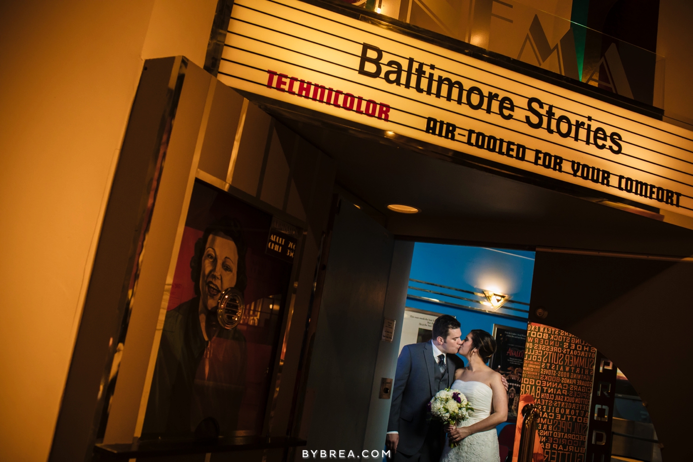 Baltimore wedding photo movie theater bridal portrait