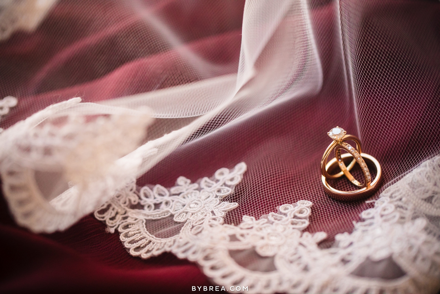 Vandiver Inn wedding close up of stacked rings on lace