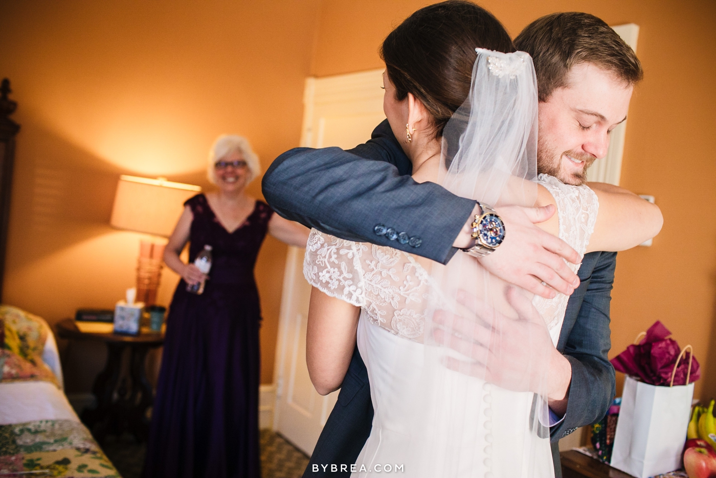 Vandiver Inn wedding man gives the bride a hug