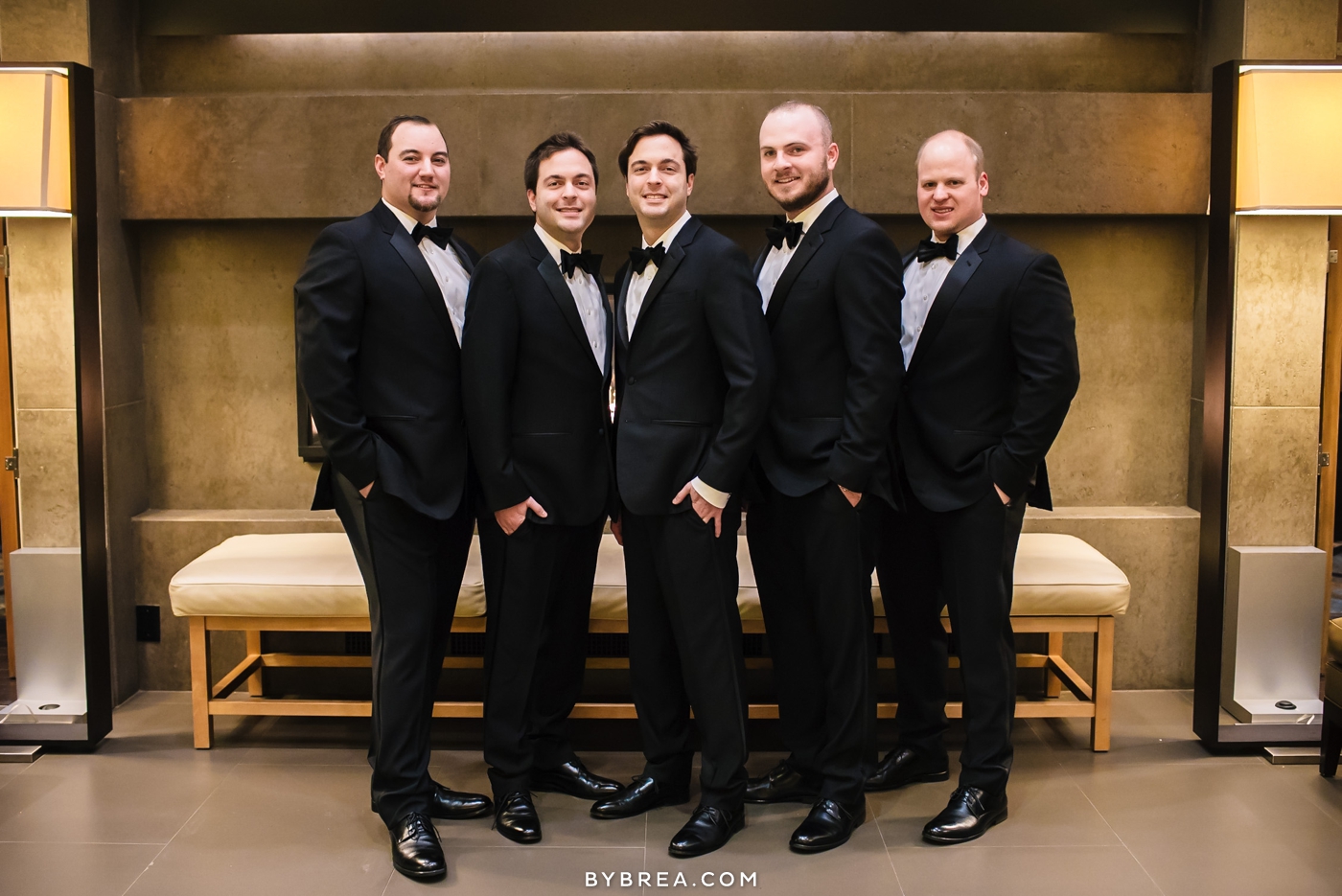 Hotel at Arundel Preserve wedding photo groom and groomsmen