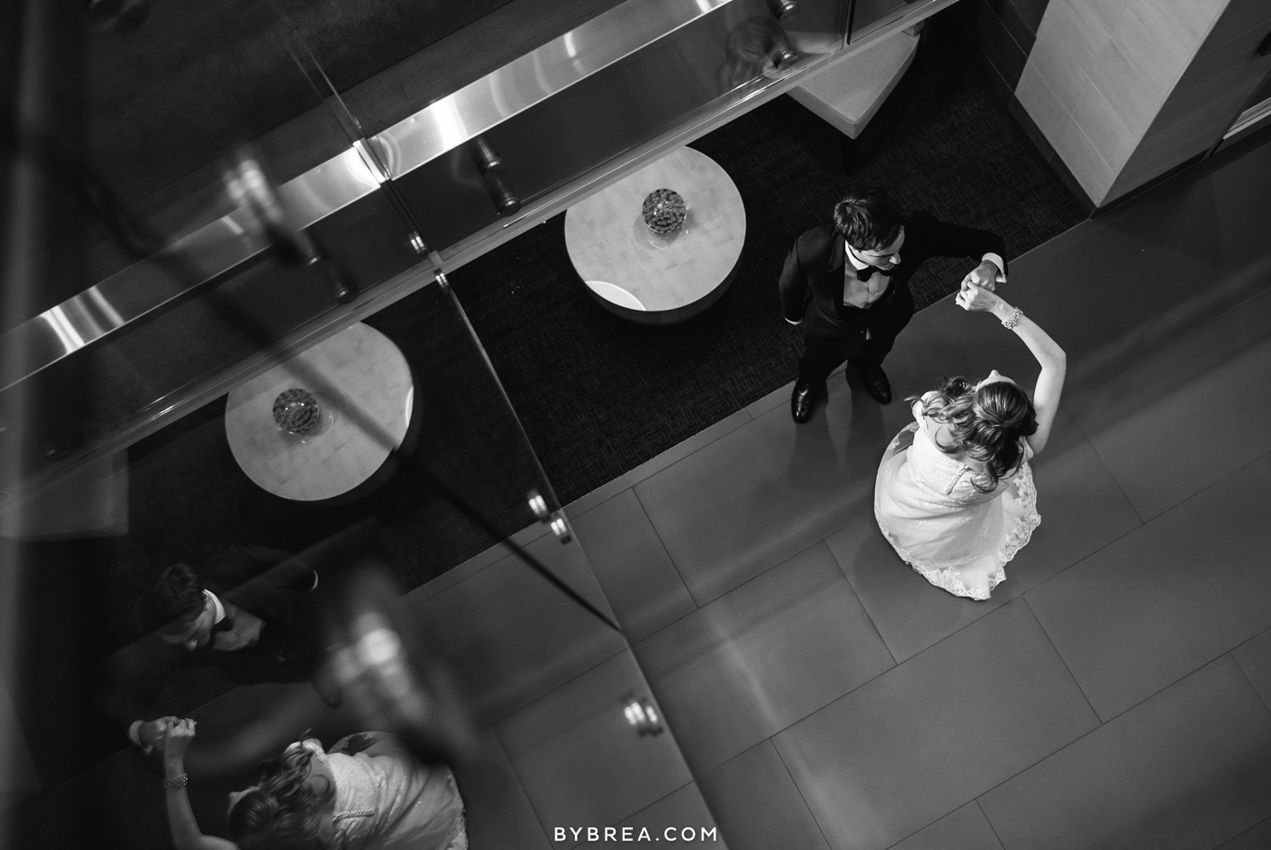 Hotel at Arundel Preserve wedding photos groom spinning bride from above