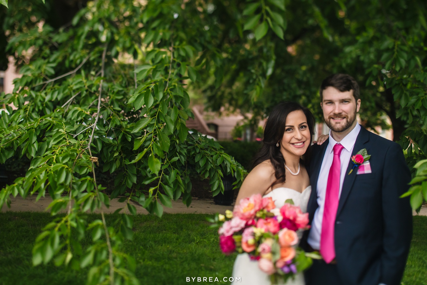 George Peabody Library wedding photo bride and groom portrait bouquet by The Floral Studio