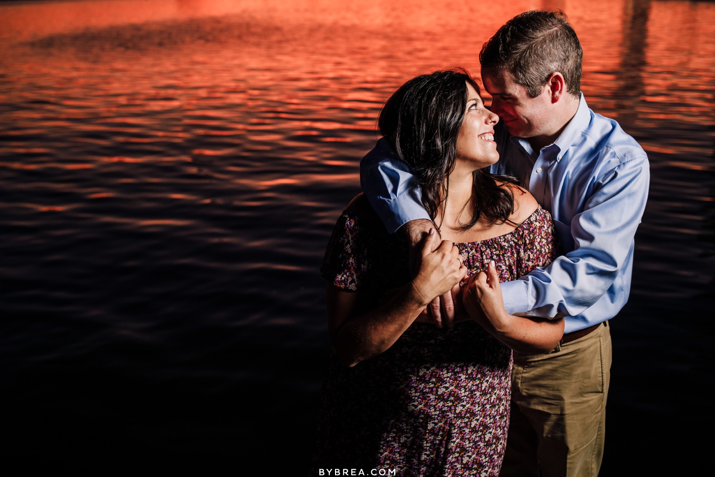 Sunset engagement photos at fells point