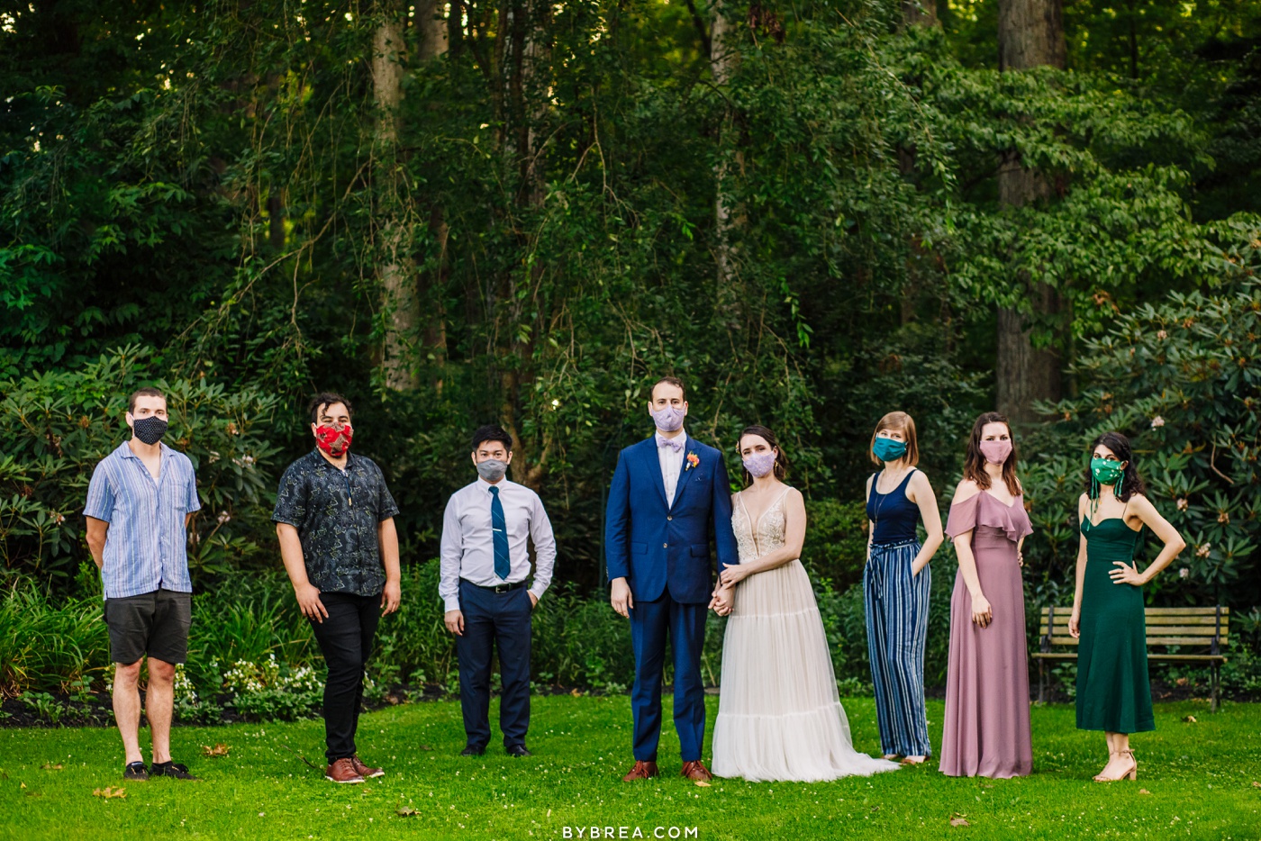 masked wedding party covid 19 wedding at gramercy mansion