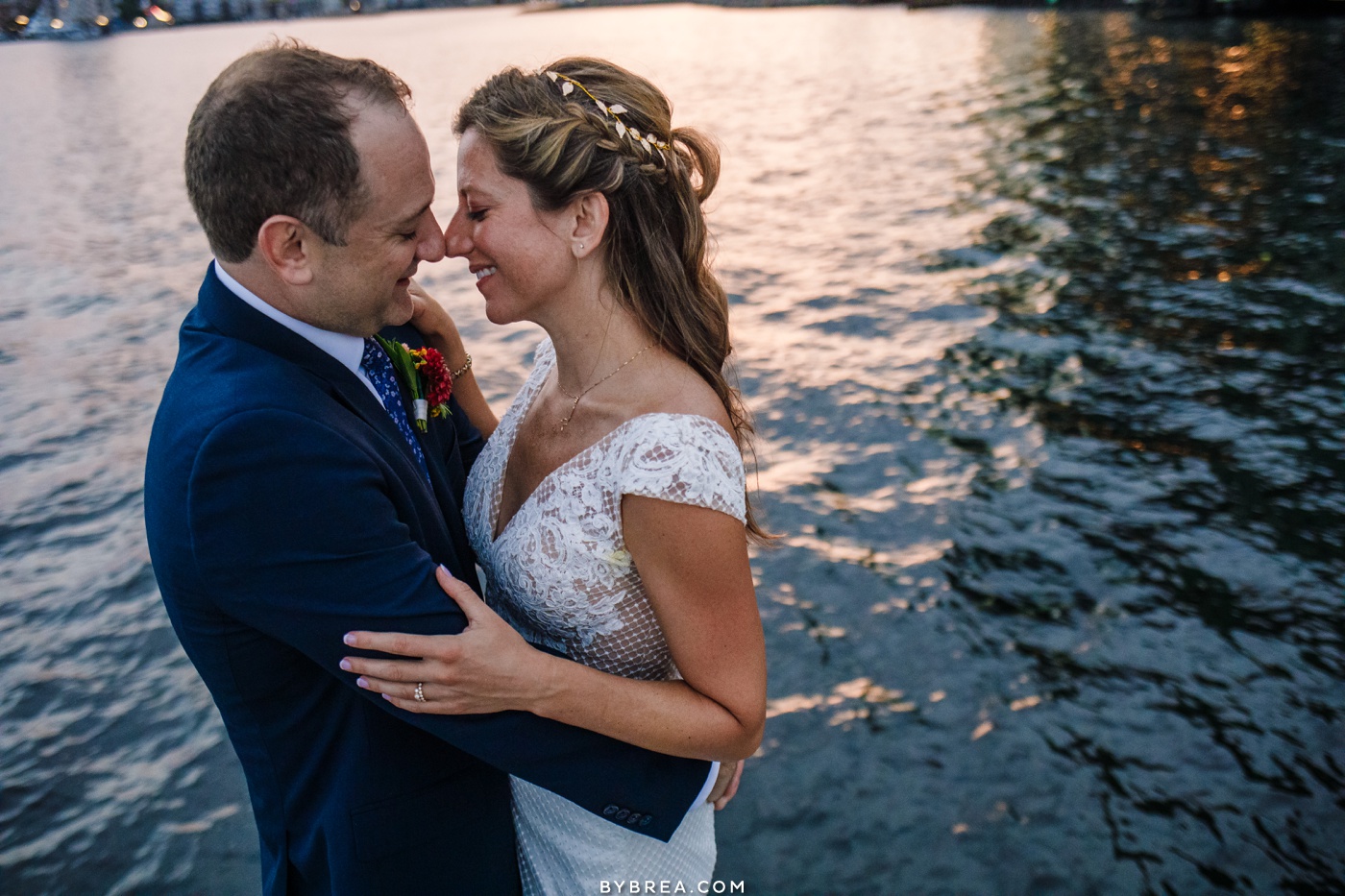 sunset wedding photo at frederick douglass isaac myers maritime museum in baltimore