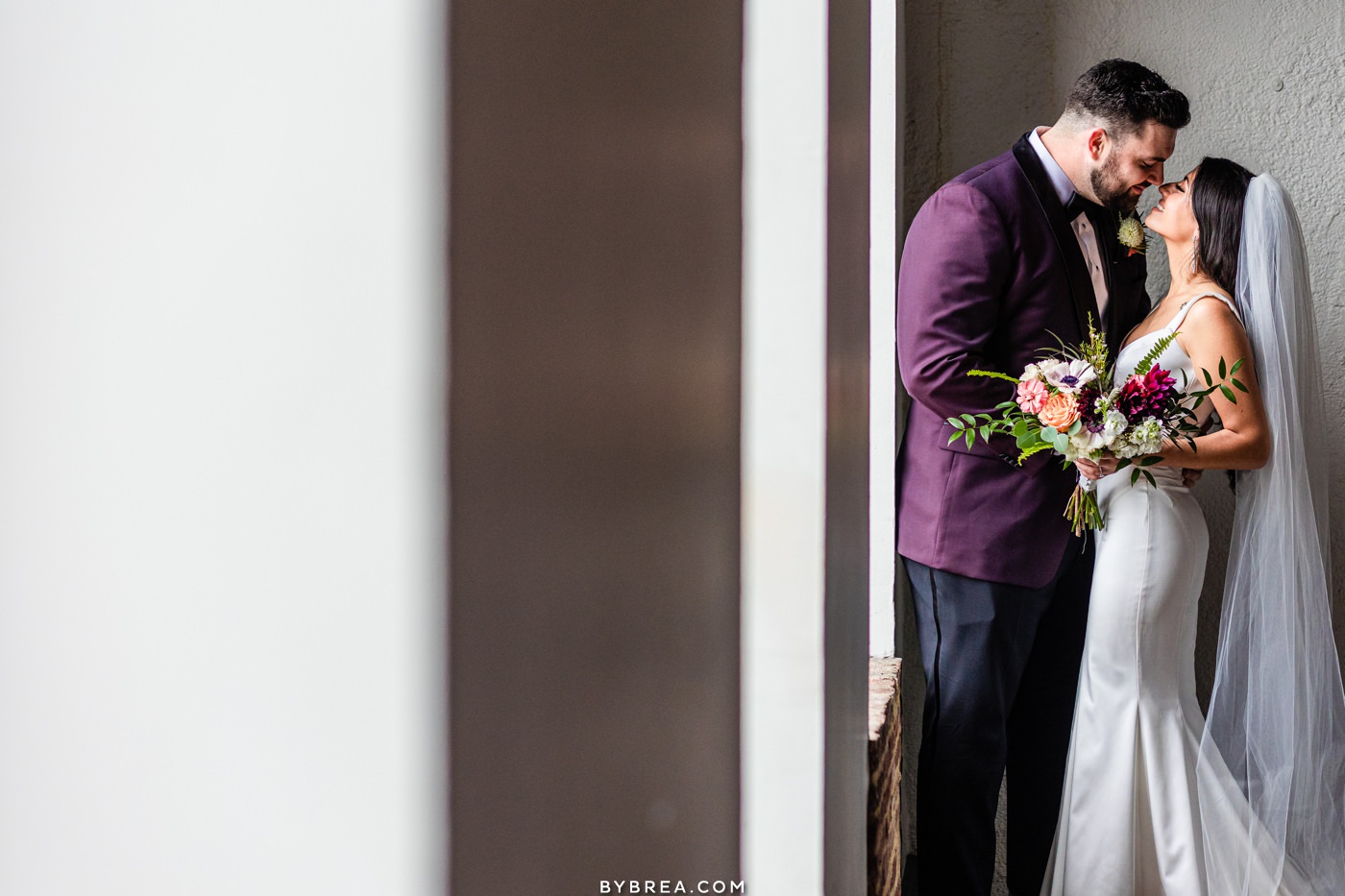 Picture of bride and groom for a wedding portrait at the Assembly Room in Baltimore