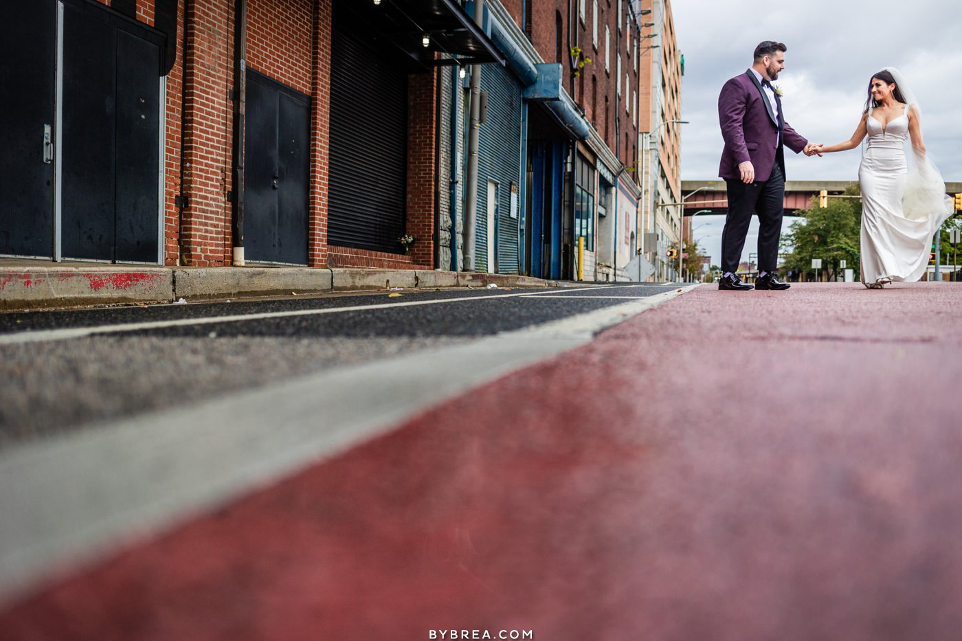 Picture of bride and groom for a wedding portrait at the Assembly Room in Baltimore