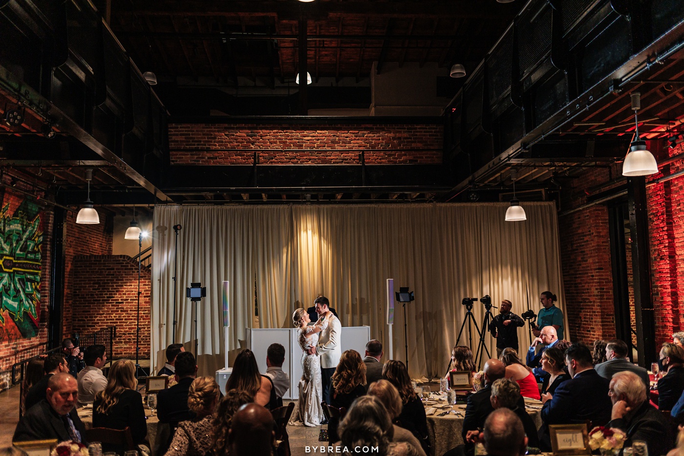 Bride and groom share their first dance at the Assembly Room in Baltimore