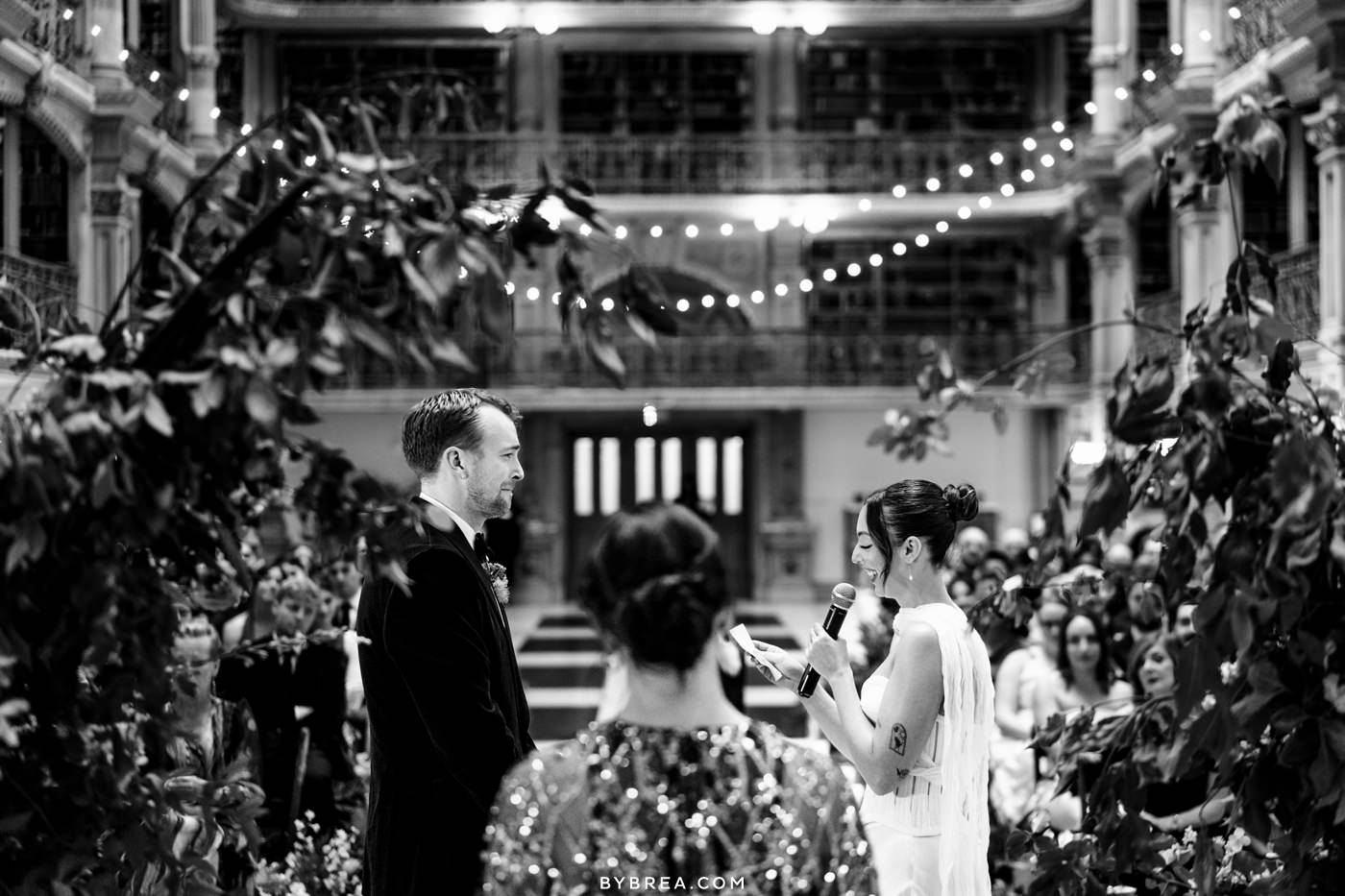 Peabody Library wedding photos by Photography by Brea