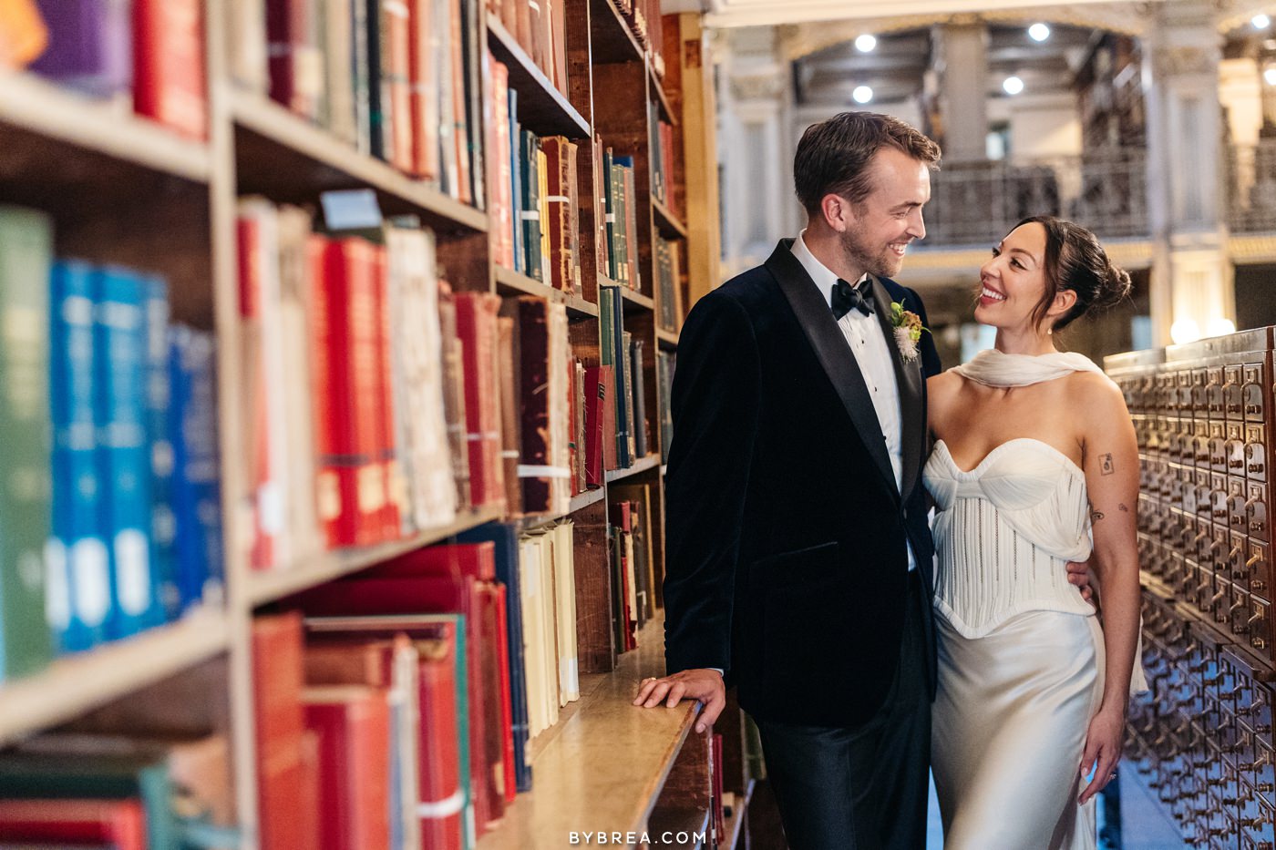 Peabody Library wedding photos by Photography by Brea