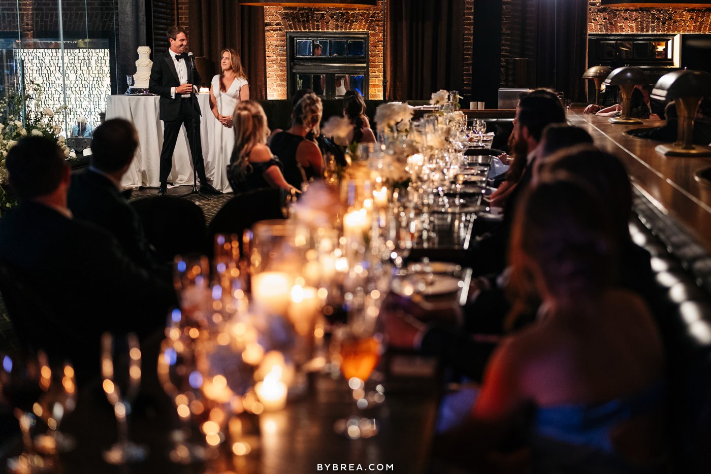 Bride and groom give thank you speech at Sagamore Pendry Wedding